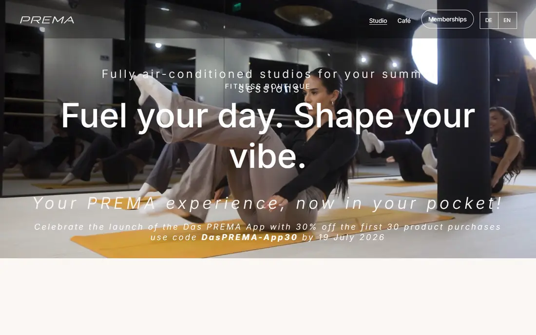 PREMA Fitness Boutique — Website von WebArs